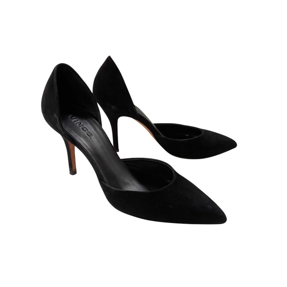 Vince Suede Paulette d'Orsay High Heel Pumps Shoe Black Size 7.5 - Picture 8 of 10